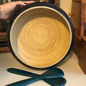 Core Salad bowl with serving utensils Bamboo Blue